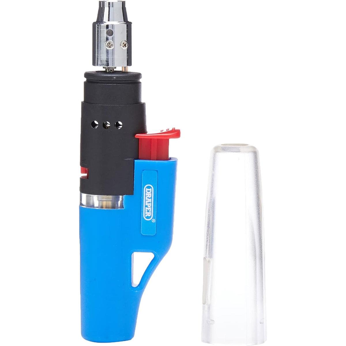 Draper Flameless Gas Torch Refillable Butane Adjustable Heat Electronic Ignition Blue/Dark Brown