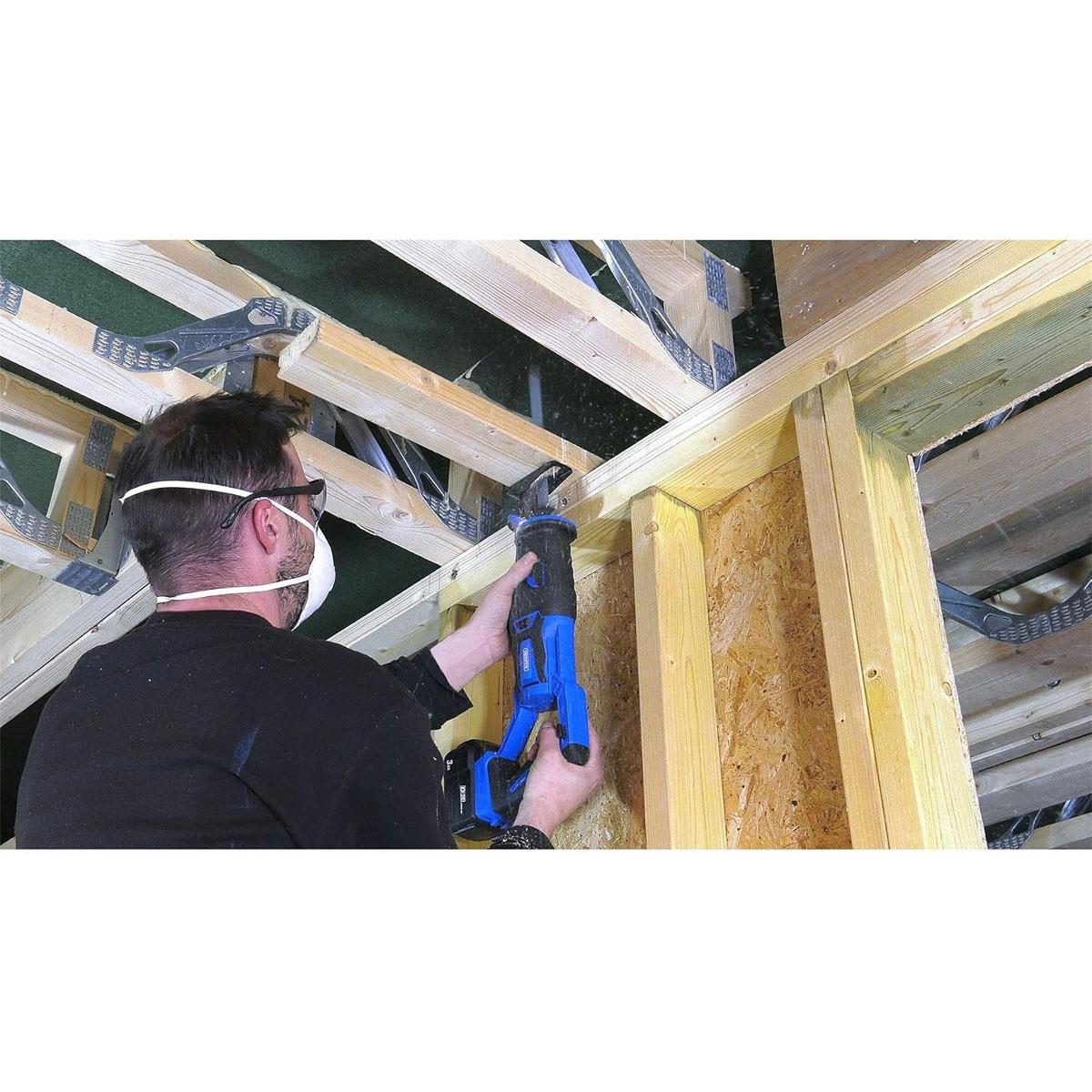 Draper D20 20V Brushless Reciprocating Saw 28mm Stroke 3.0Ah Battery 4A Fast Charger Wood & Steel Blades - Image 2