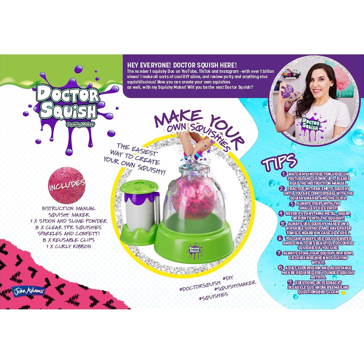 John Adams Doctor Squish Squishy Maker DIY Squishy Craft Kit With Slime Glitter Confetti And 8 Clear TPR Squishies Ages 8+ - Image 7