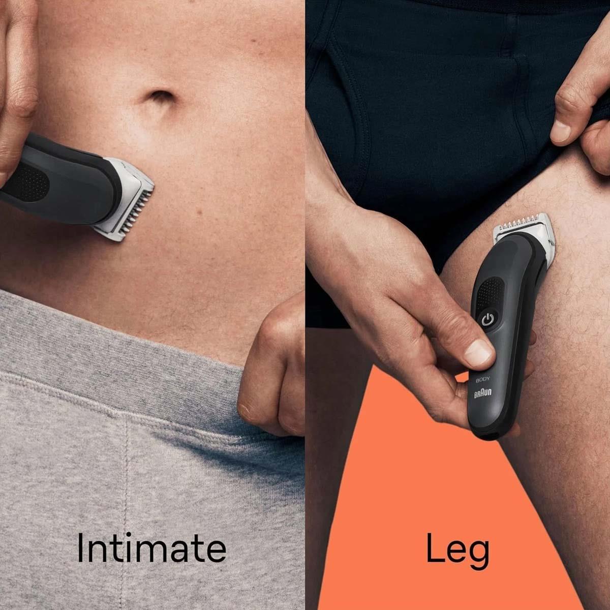 Braun Body Groomer 3 Men's Body Trimmer, Waterproof Wet And Dry, Sensitive Comb, 80min Cordless -Grey - Image 3