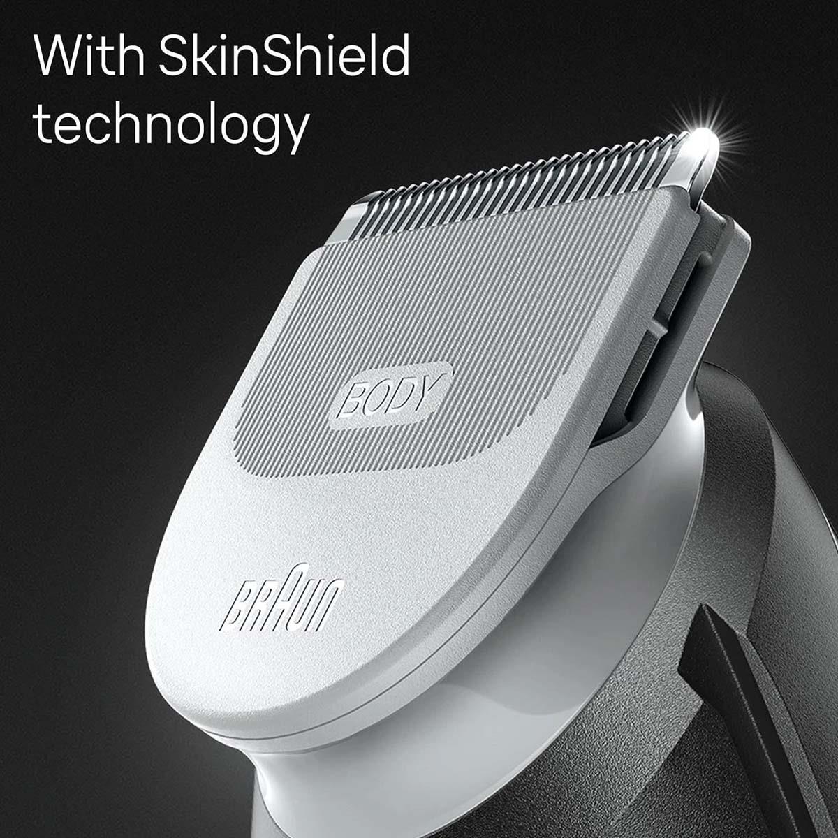 Braun Body Groomer 3 Men's Body Trimmer, Waterproof Wet And Dry, Sensitive Comb, 80min Cordless -Grey - Image 4