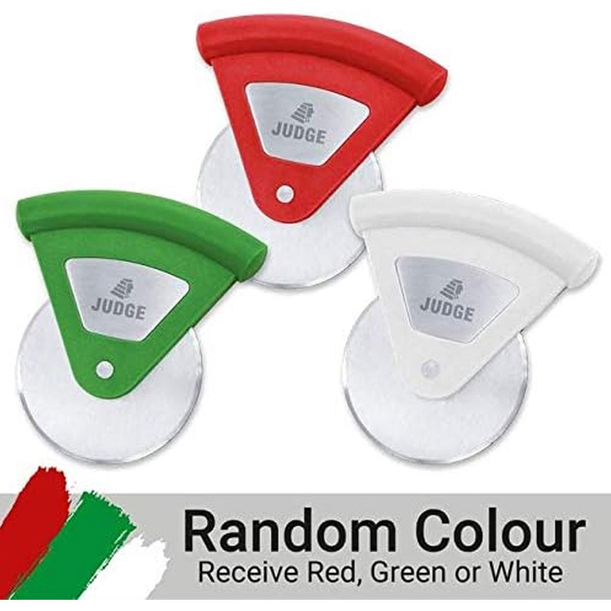 Judge Kitchen Pizza Rotella Stainless Steel Wheel Cutter Ergonomic Palm Grip Handle Assorted Red Green White Pack of 12 - Image 2