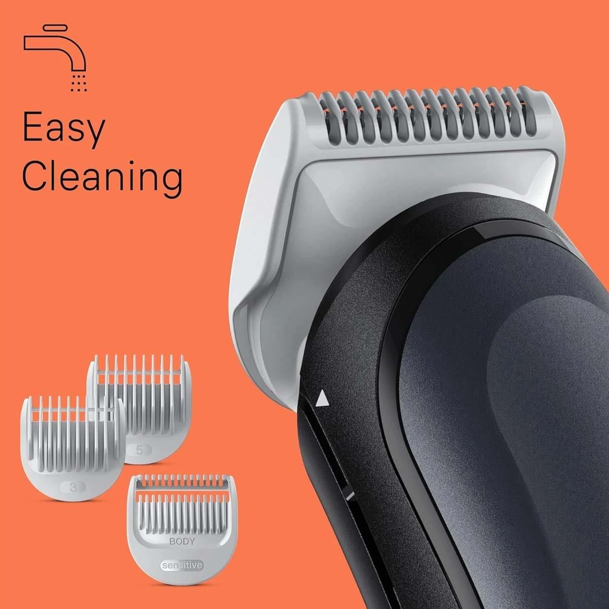 Braun Body Groomer 3 Men's Body Trimmer, Waterproof Wet And Dry, Sensitive Comb, 80min Cordless -Grey - Image 6