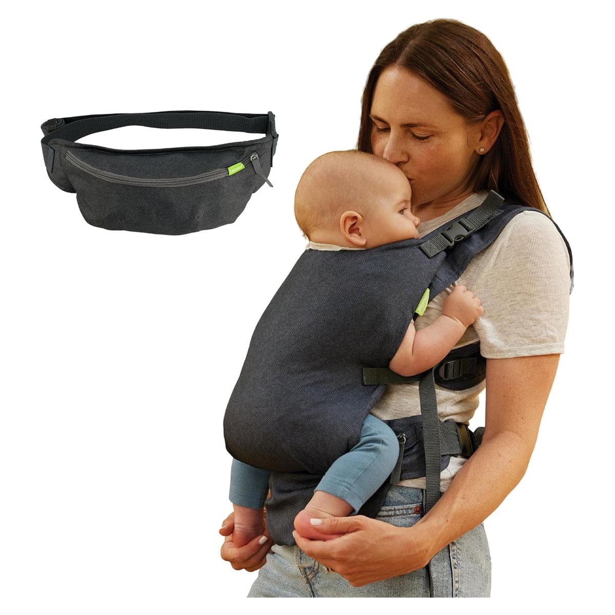 Infantino Fold & Go 2 in 1 Baby Carrier Grey Lightweight Adjustable Front & Back Carry 12-40 lbs
