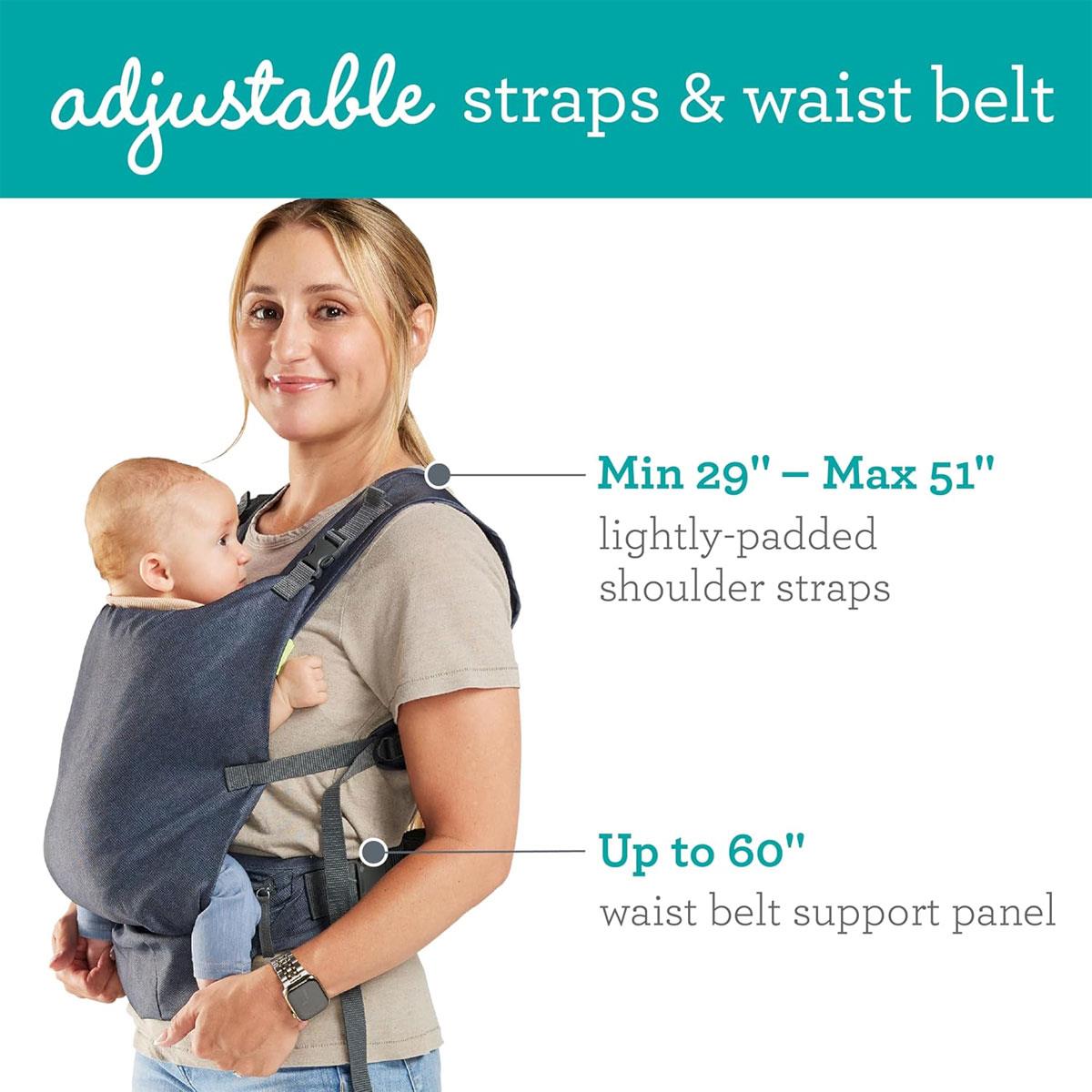 Infantino Fold & Go 2 in 1 Baby Carrier Grey Lightweight Adjustable Front & Back Carry 12-40 lbs - Image 4