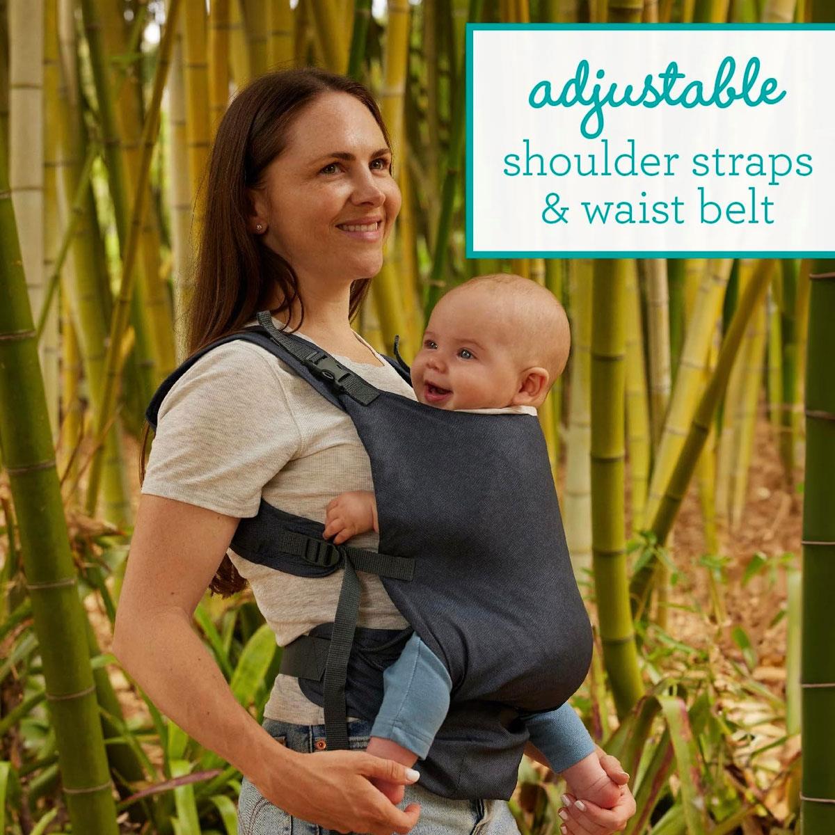 Infantino Fold & Go 2 in 1 Baby Carrier Grey Lightweight Adjustable Front & Back Carry 12-40 lbs - Image 6