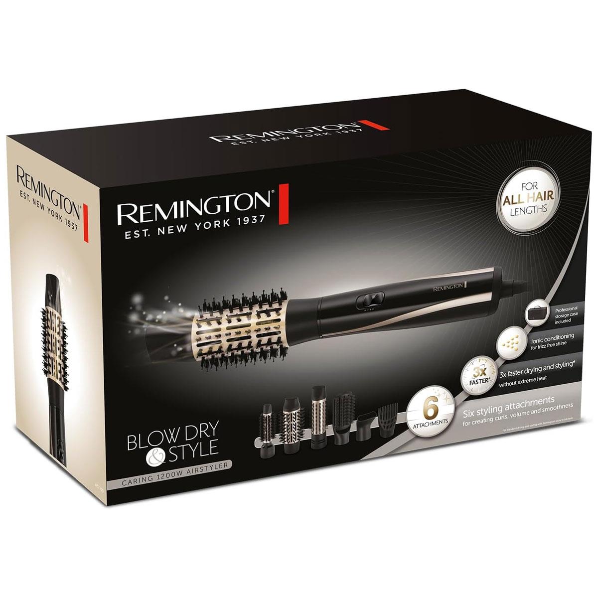 Remington Blow Dry & Style Air Styler 1200W 6 Attachments Ionic Ceramic Hair Dryer & Styler Black - Image 9