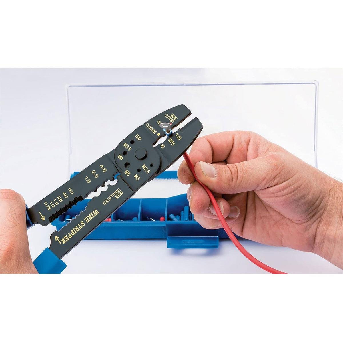 Draper 5-Way Crimping Tool & Terminal Kit 240mm Carbon Steel Blue with 100 Terminals - Image 4