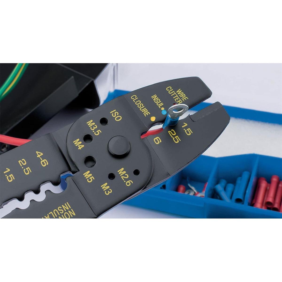 Draper 5-Way Crimping Tool & Terminal Kit 240mm Carbon Steel Blue with 100 Terminals - Image 5