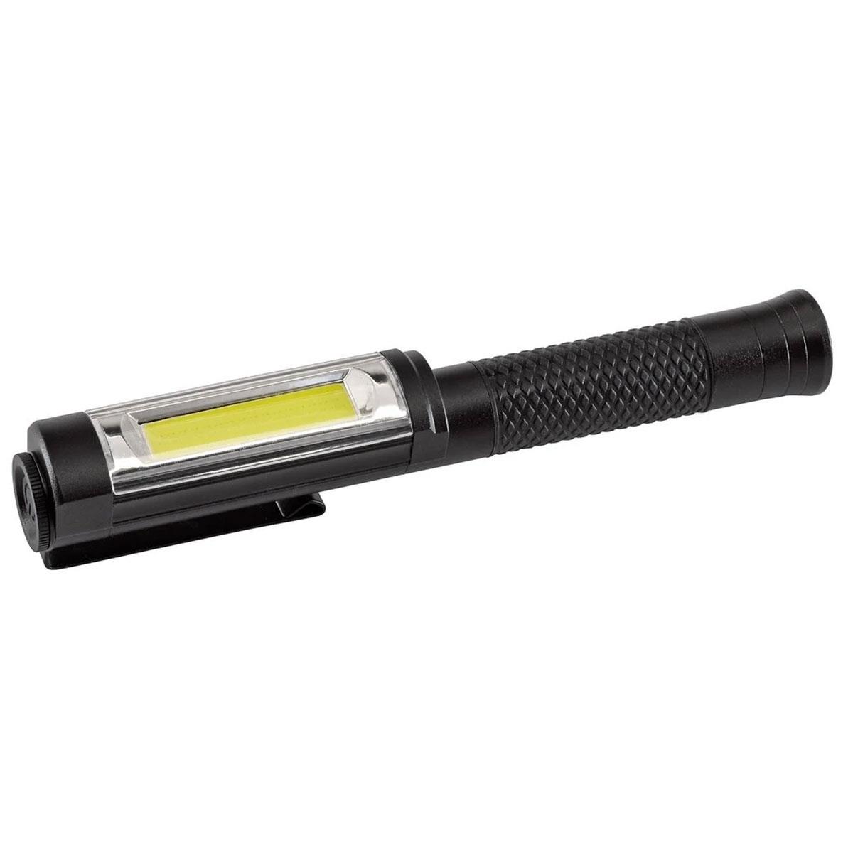 Draper 5W COB LED Rechargeable Aluminium Penlight 400 Lumens 37m Beam Red Light & Pocket Clip Black