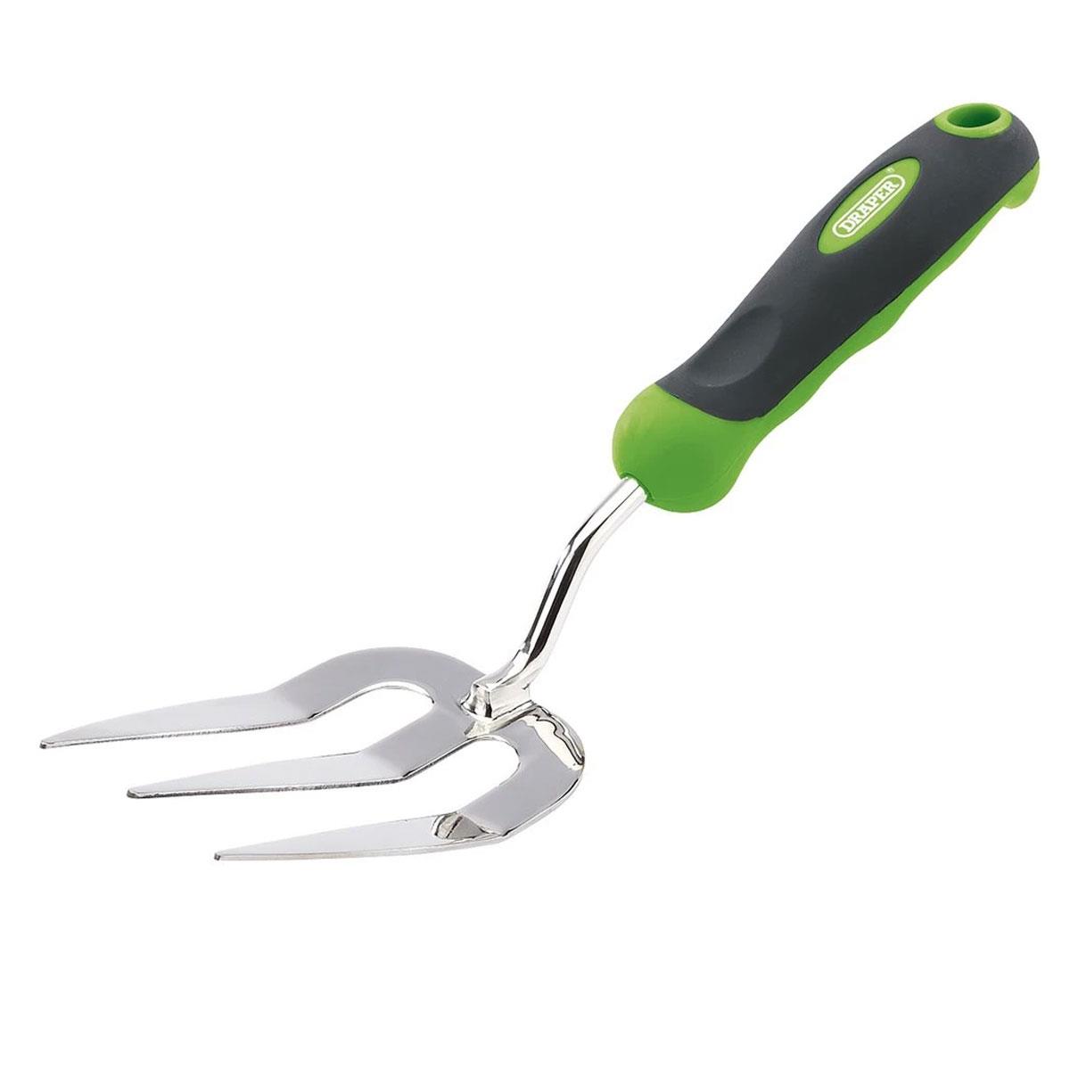 Draper Expert Hand Fork with Stainless Steel Prongs Soft Grip Handle Green & Black 1 Piece
