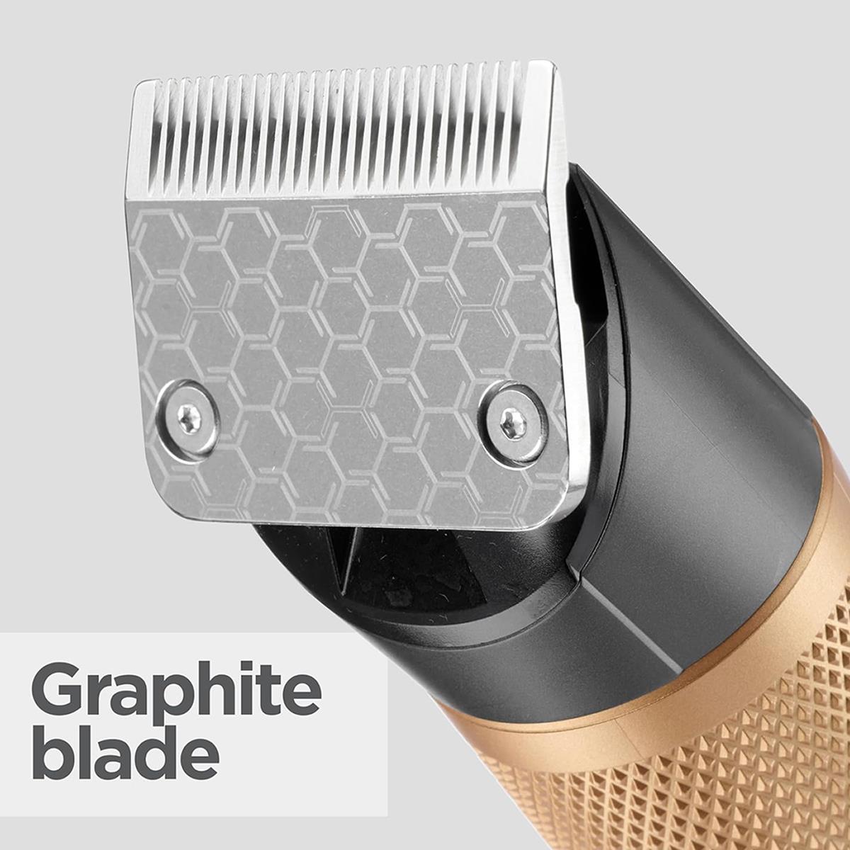 BaByliss Graphite Precision Hair Clipper Cordless/Corded 160-Min Run Time 8 Guides 0.6-28mm Black And Gold - Image 3
