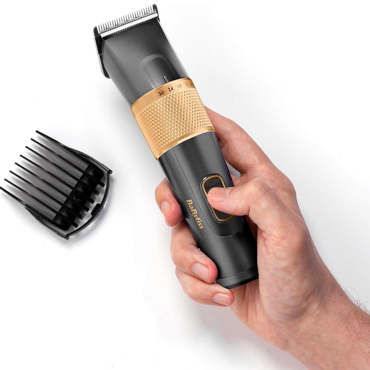 BaByliss Graphite Precision Hair Clipper Cordless/Corded 160-Min Run Time 8 Guides 0.6-28mm Black And Gold - Image 9