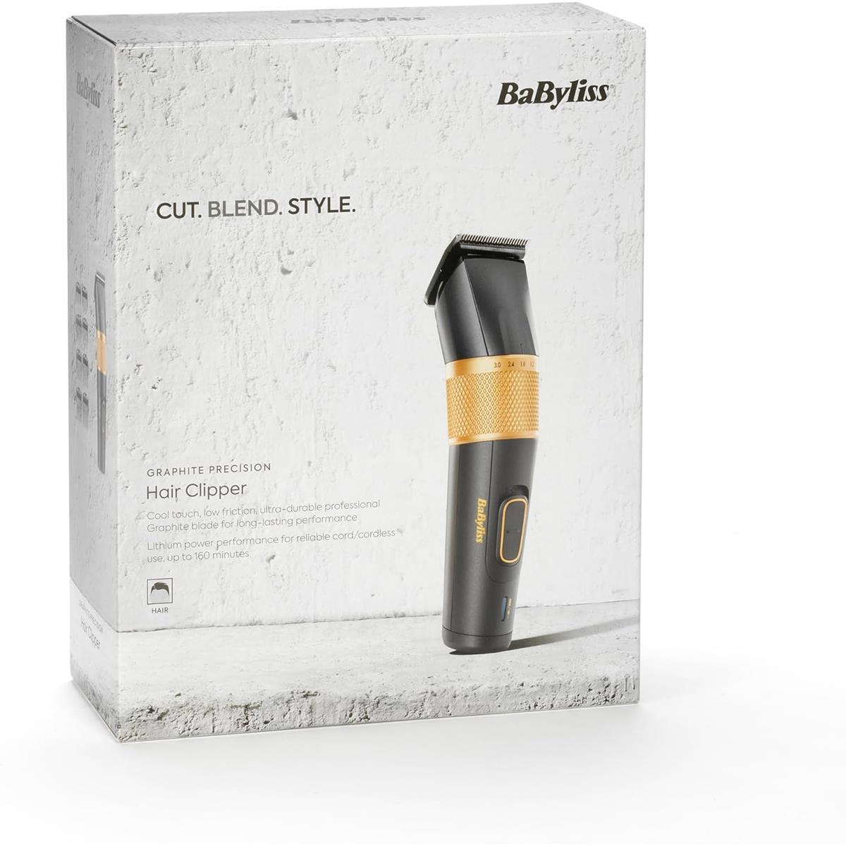 BaByliss Graphite Precision Hair Clipper Cordless/Corded 160-Min Run Time 8 Guides 0.6-28mm Black And Gold - Image 10