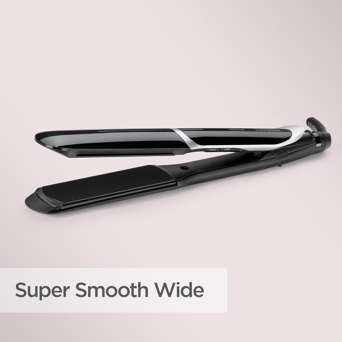 BaByliss Smooth Pro Wide Plate Hair Straightener 35mm Ceramic Plates Ionic Frizz Control 6 Heat Settings Black - Image 5