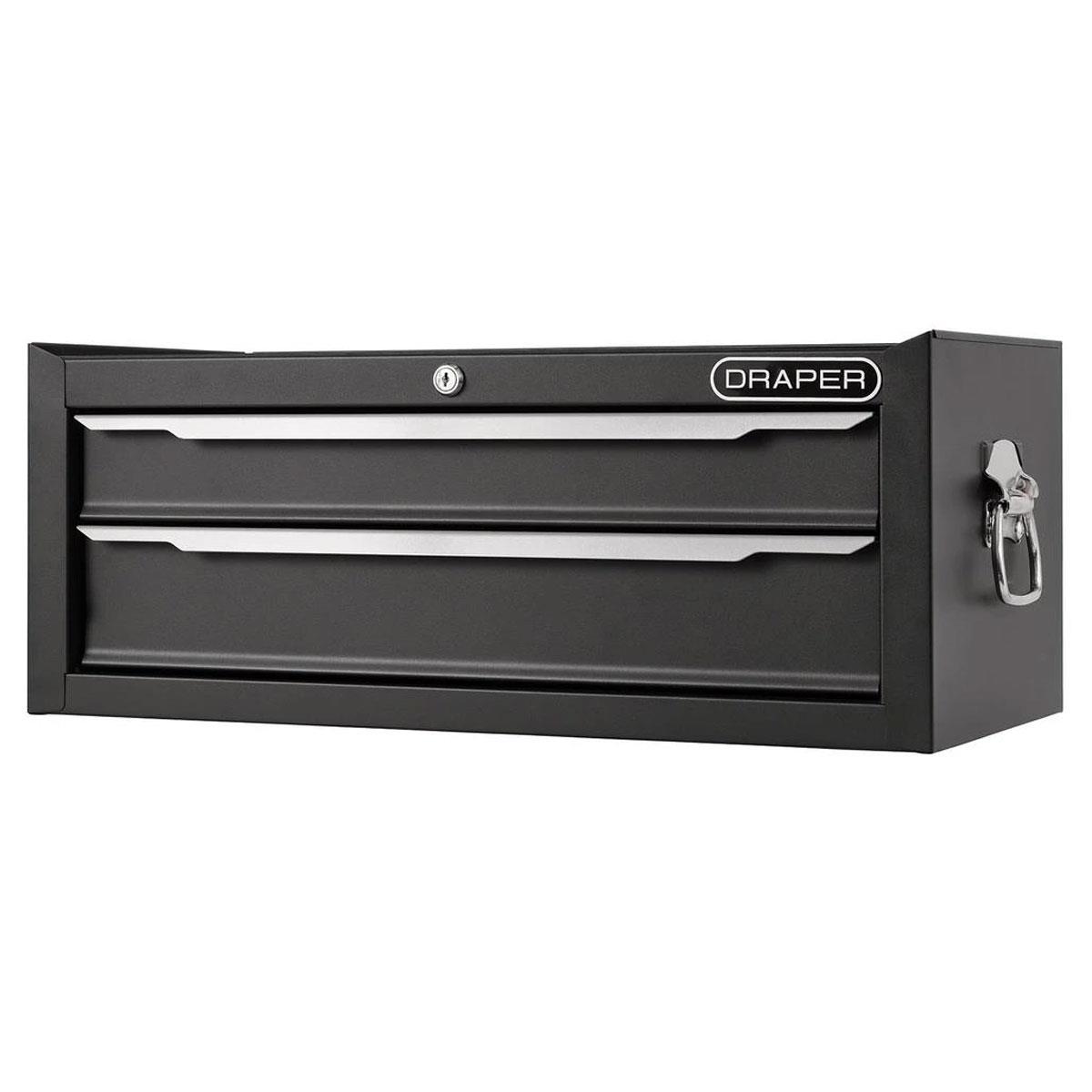 Draper 26-Inch 2-Drawer Mid Tool Chest Steel Black with EVA Liners