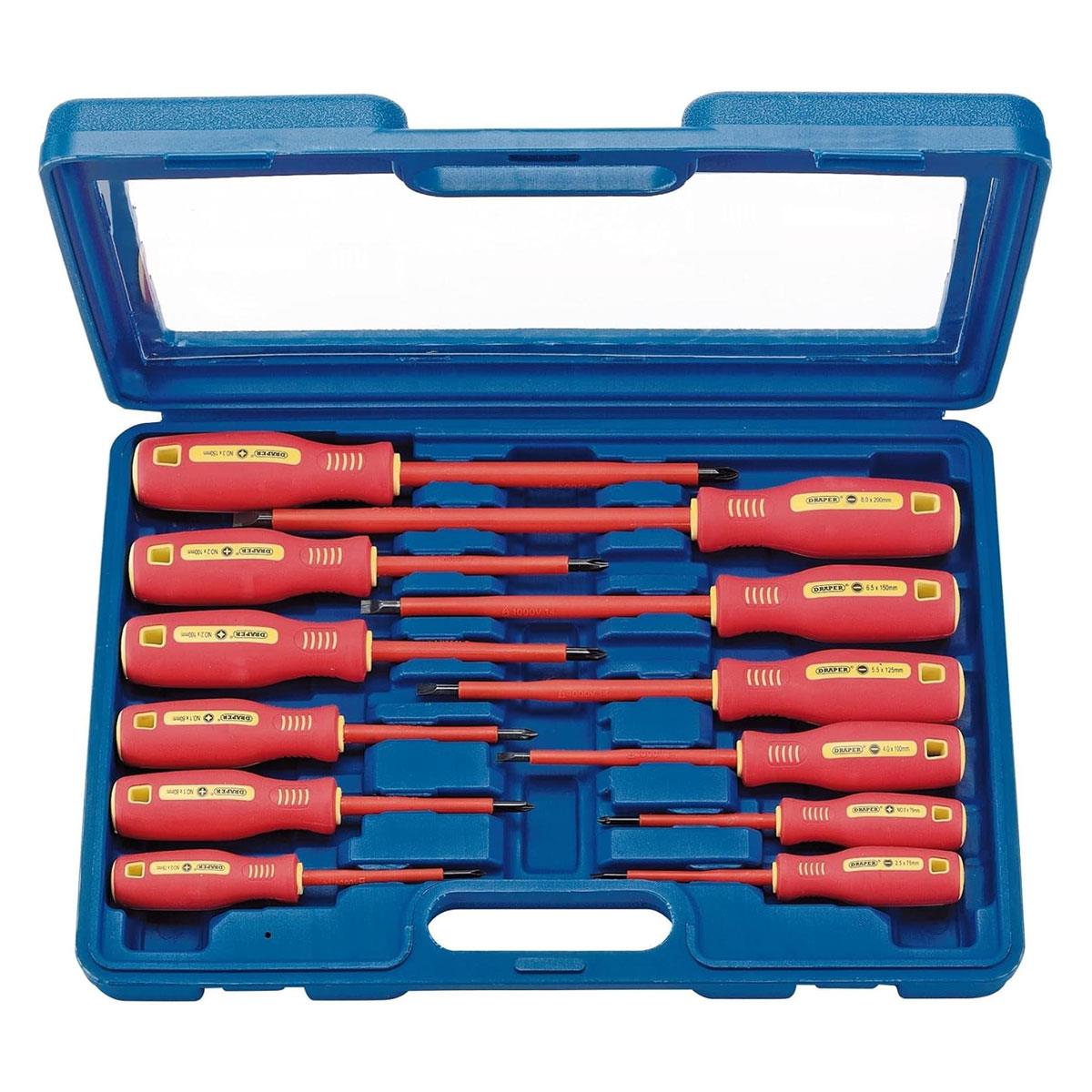 Draper VDE Insulated Screwdriver Set 12 Piece Chrome Molybdenum Steel Blue