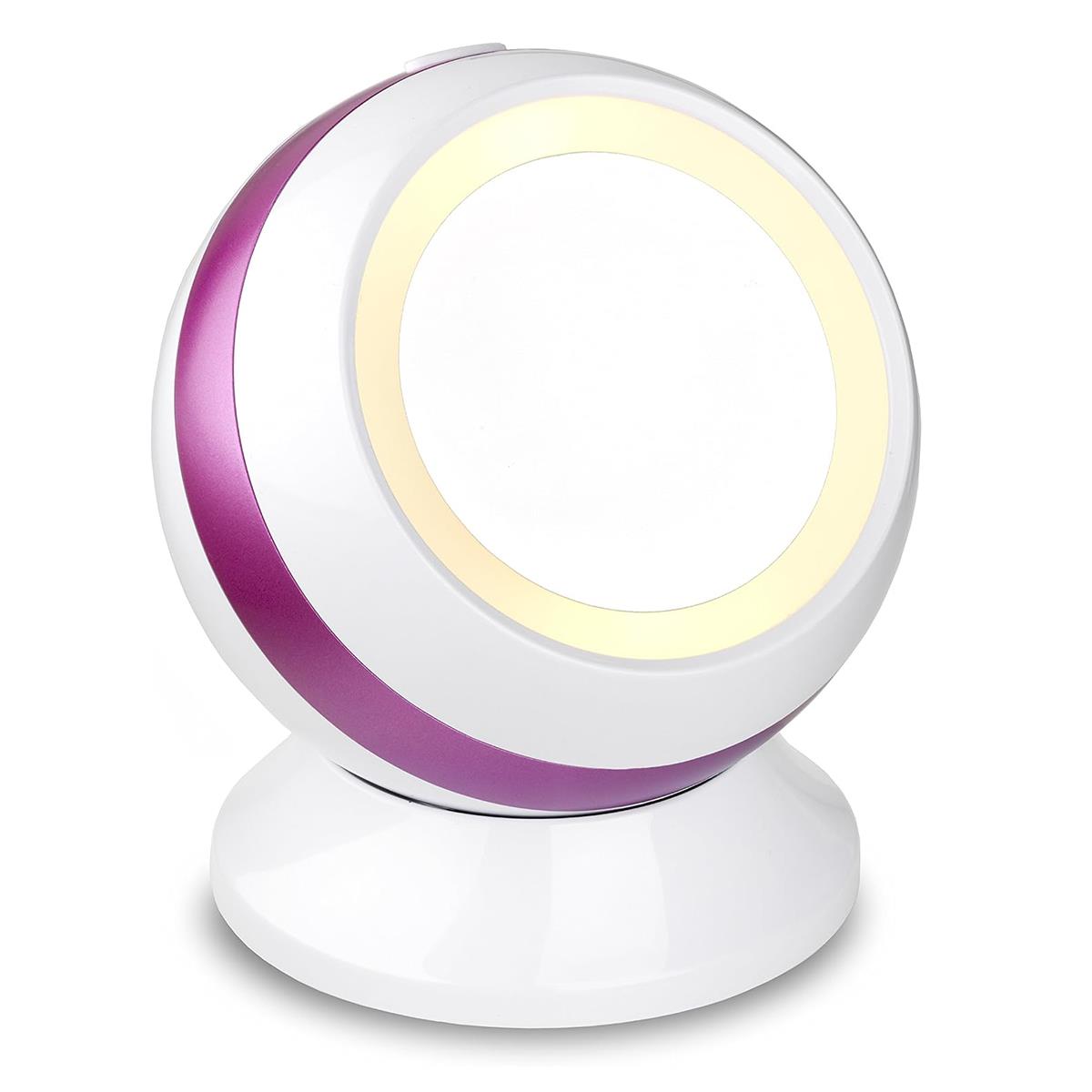 BaByliss Illuminated Globe Makeup Mirror 3x Magnification LED Surround Light Storage Brush And Clips White/Pink - Image 2