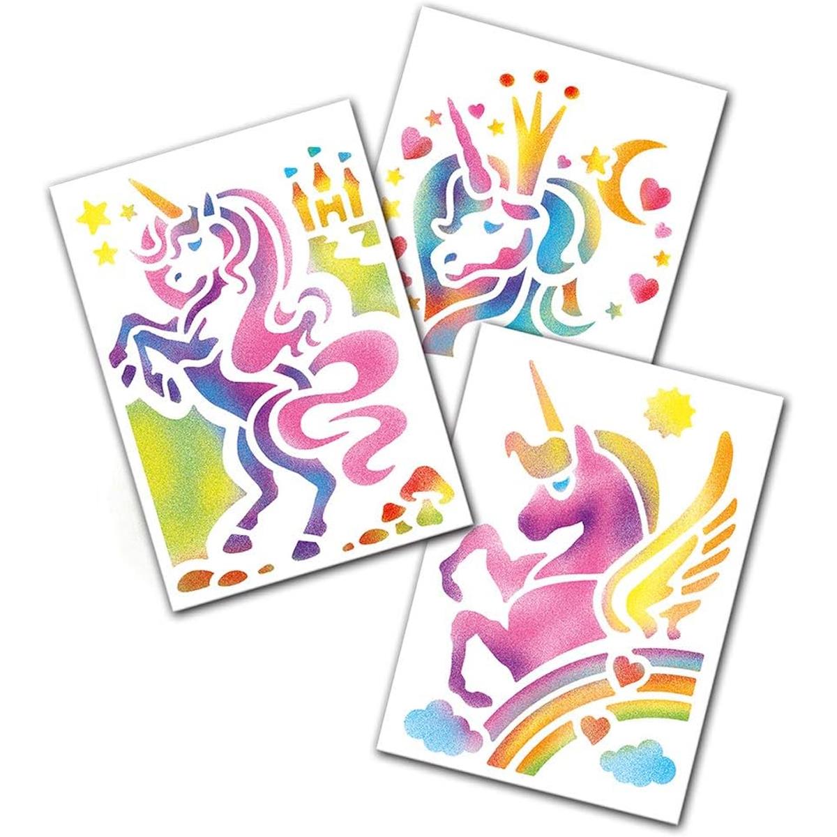 John Adams BLOPENS Fantasy Airbrush Art Kit 8 Washable Pens 6 Reusable Unicorn Stencils Non Toxic Ink Ages 4+ - Image 4