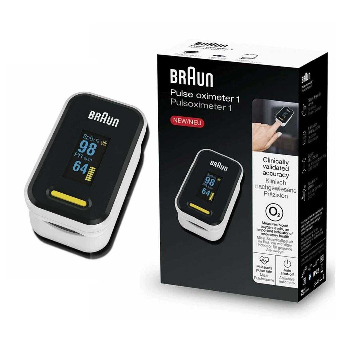 Braun Pulse Oximeter 1 Fingertip SpO2 Blood Oxygen And Heart Rate Monitor -Black