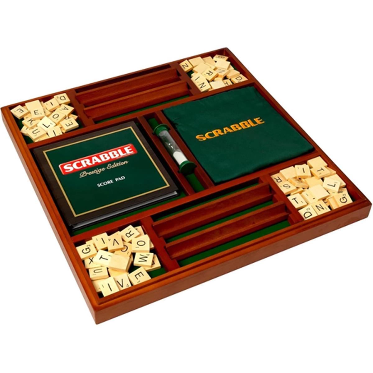 John Adams Tinderbox Scrabble Prestige Edition Wooden Rotating Board Raised Grid Wooden Tiles And Racks 2-4 Players Ages 10+ - Image 7