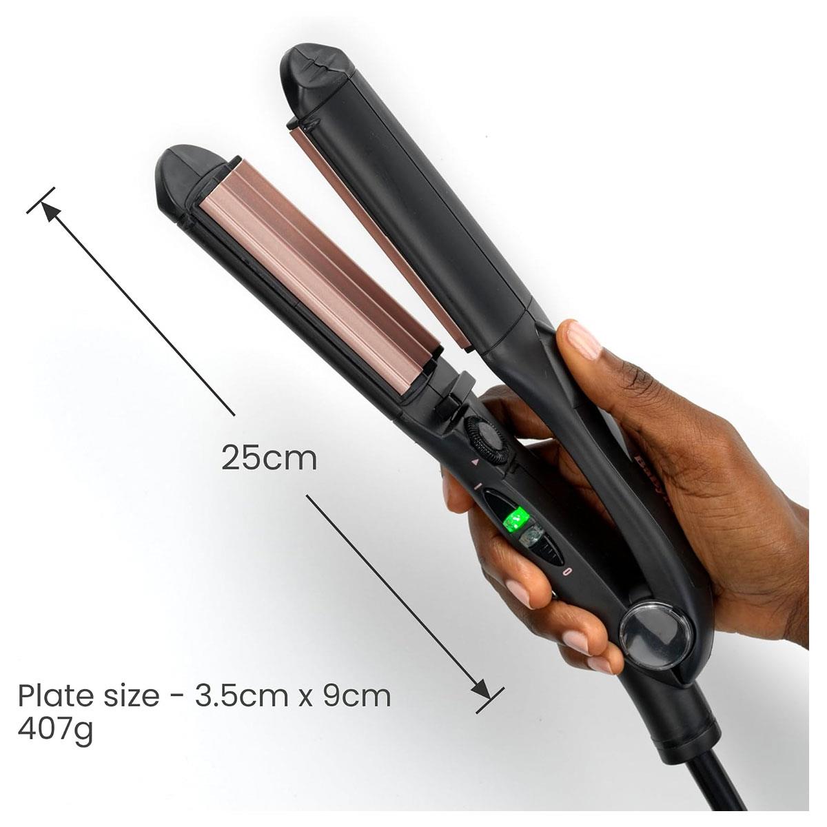 BaByliss Hair Crimper Tourmaline Ceramic Crimping Iron 10 Heat Settings 120-210°C Texture & Volume Styling Tool Gold & Black - Image 7