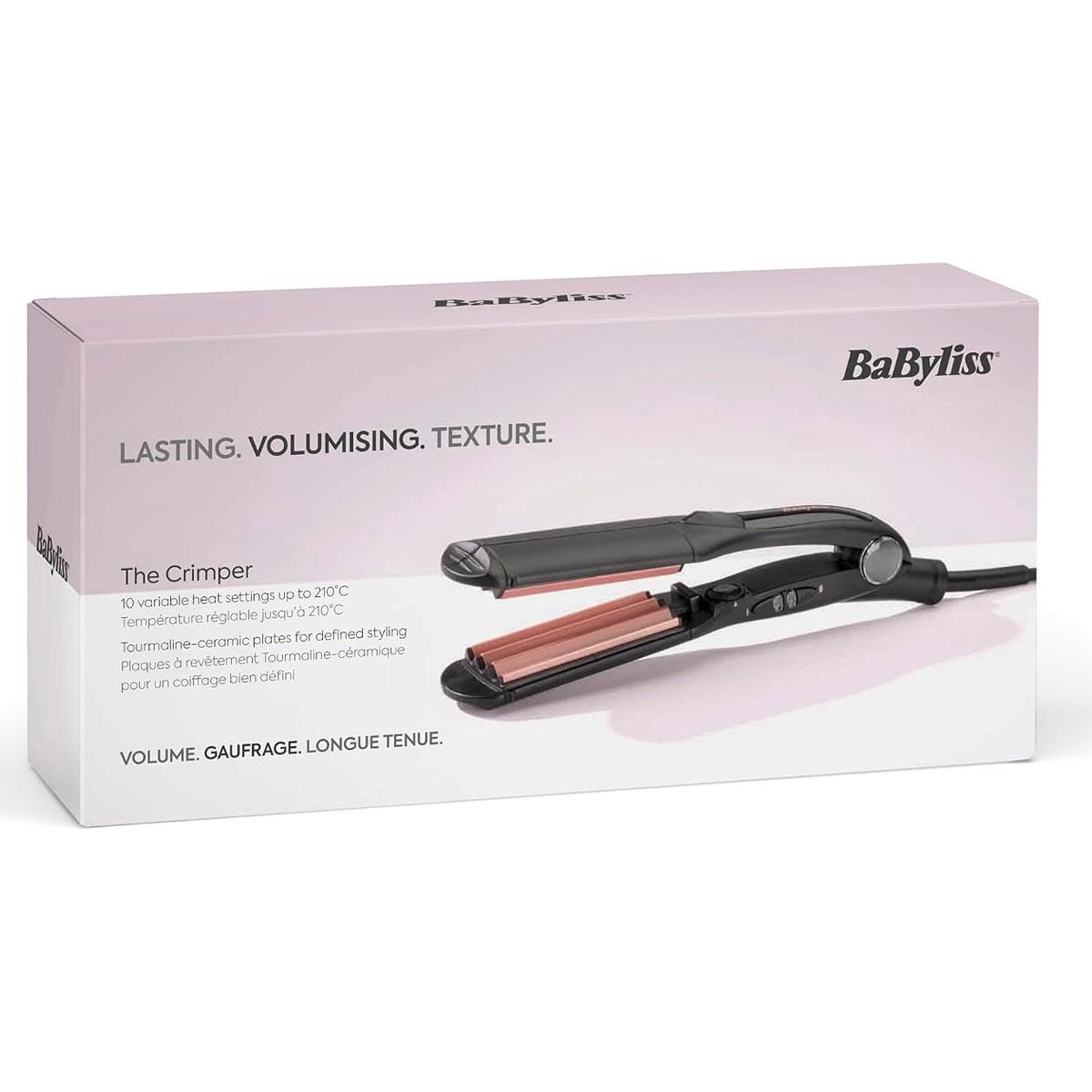 BaByliss Hair Crimper Tourmaline Ceramic Crimping Iron 10 Heat Settings 120-210°C Texture & Volume Styling Tool Gold & Black - Image 8