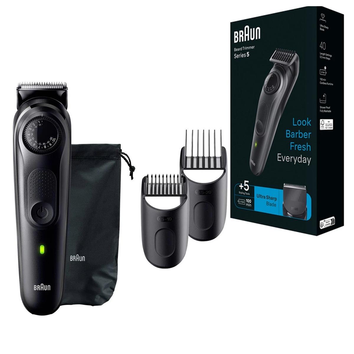 Braun Series 5 Beard Trimmer For Men 40 Length Settings Wet And Dry Hair Clipper Black