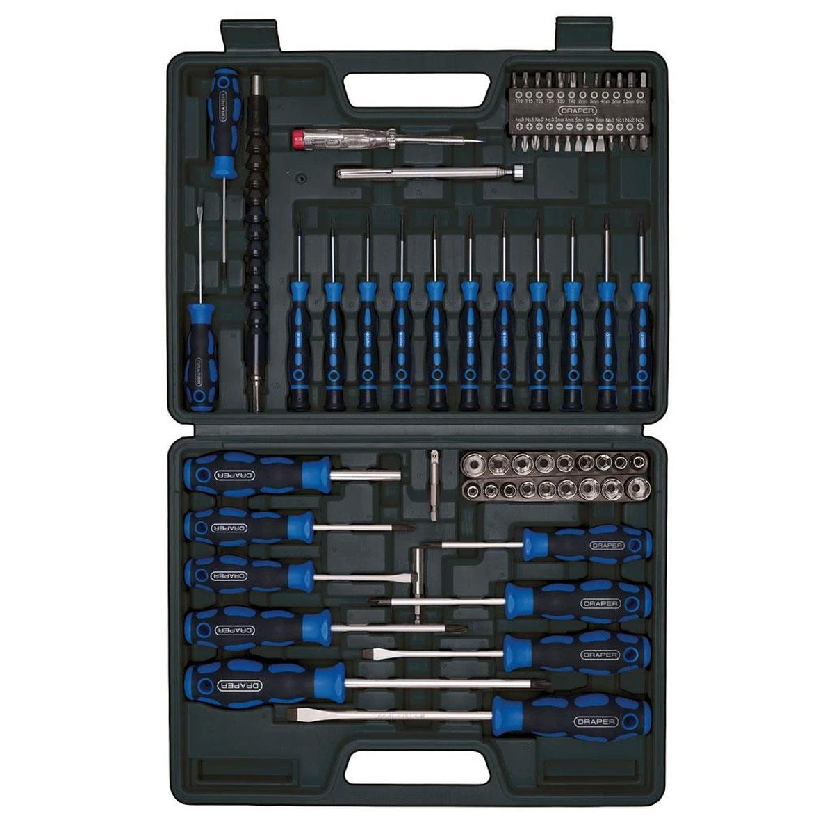 Draper 70 Piece Screwdriver Socket and Bit Set with Precision Drivers Torx Hex Bits and Sockets - Image 2