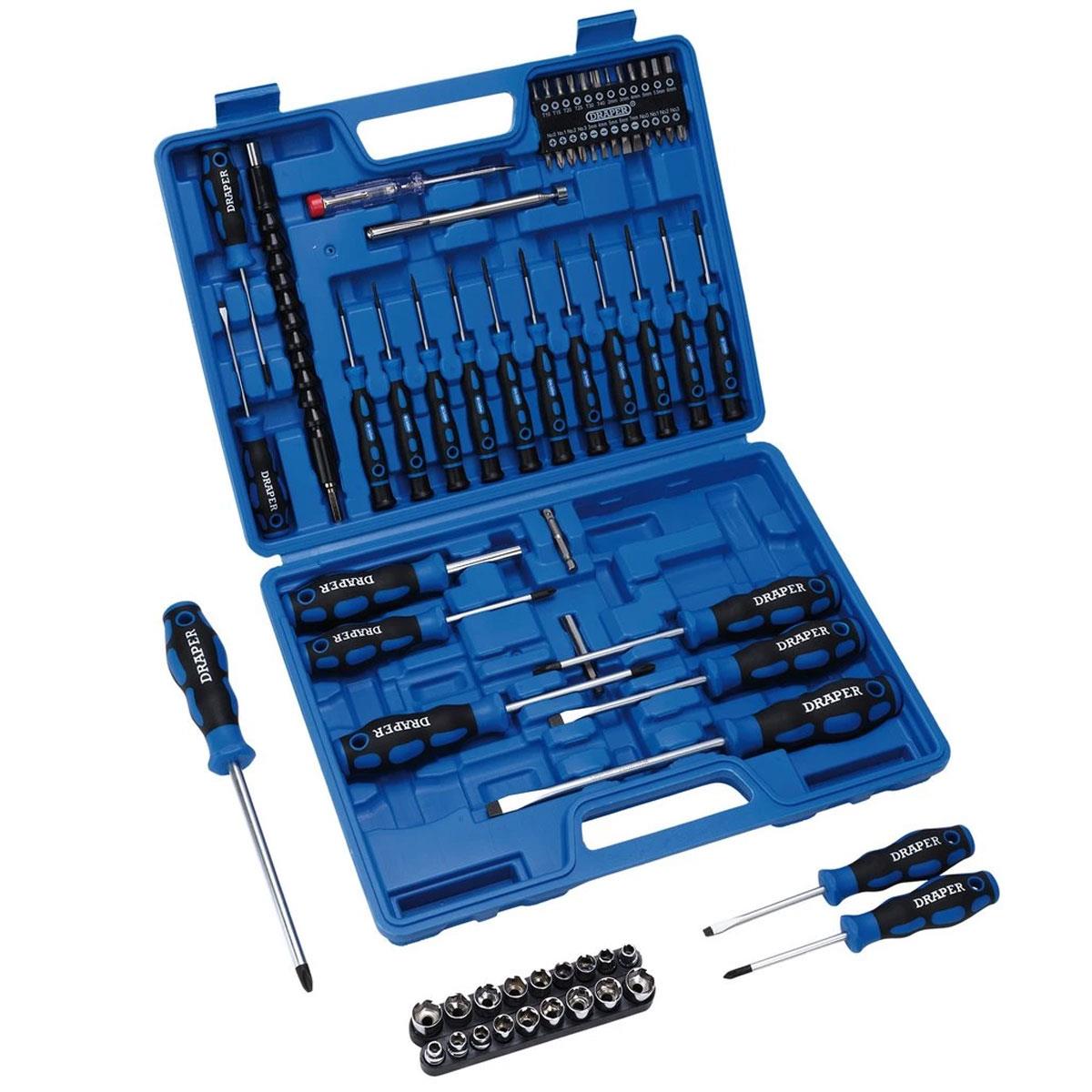 Draper 70 Piece Screwdriver Socket and Bit Set with Precision Drivers Torx Hex Bits and Sockets - Image 3