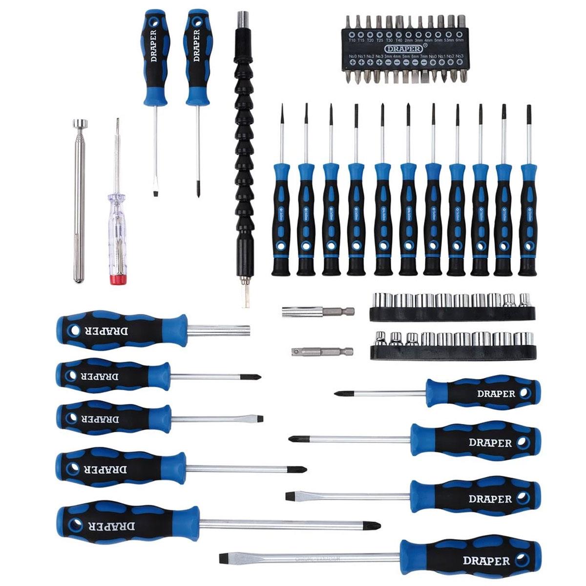 Draper 70 Piece Screwdriver Socket and Bit Set with Precision Drivers Torx Hex Bits and Sockets - Image 4
