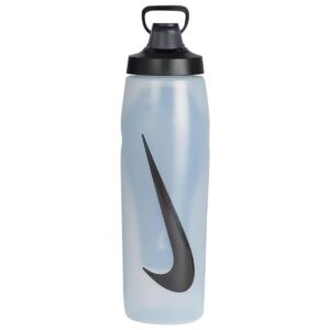 Nike Refuel Sports Water Bottle 946ml Locking Lid with Straw BPA-Free Polypropylene Leak Resistant Natural/Black/Black Iridescent