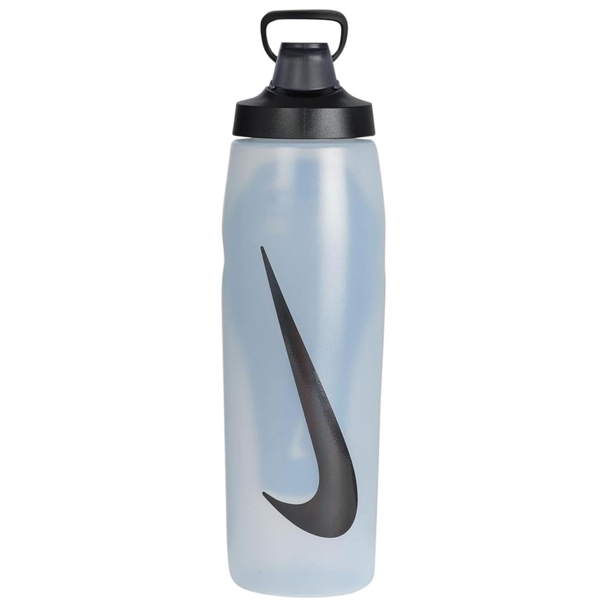 Nike Refuel Sports Water Bottle 946ml Locking Lid with Straw BPA-Free Polypropylene Leak Resistant Natural/Black/Black Iridescent