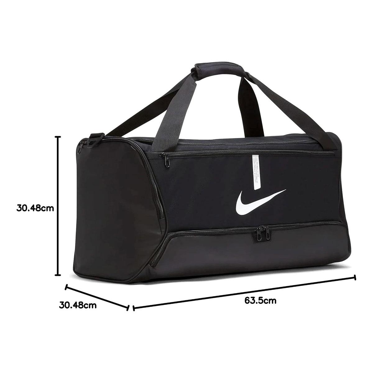 Nike Academy Team Duffel Bag Medium 60L Black Polyester Wet/Dry Compartment Adjustable Shoulder Strap - Image 3