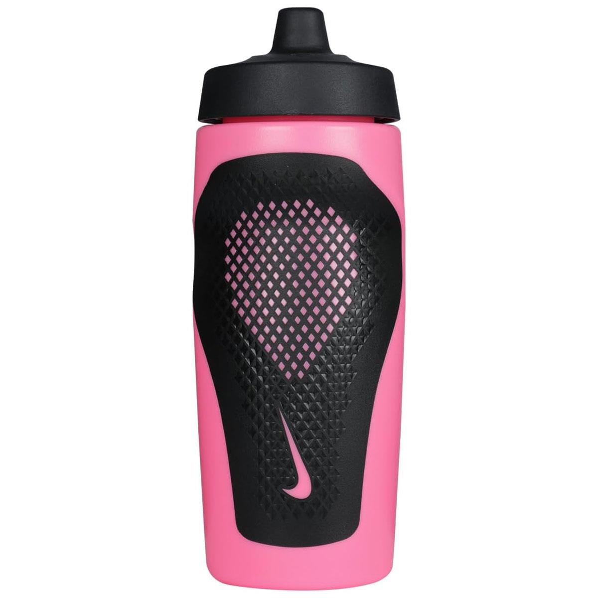 Nike Refuel Sports Water Bottle 532ml 18oz Non-Slip Grip Pressure-Activated Valve BPA Free Pink Glow/Black/White - Image 2