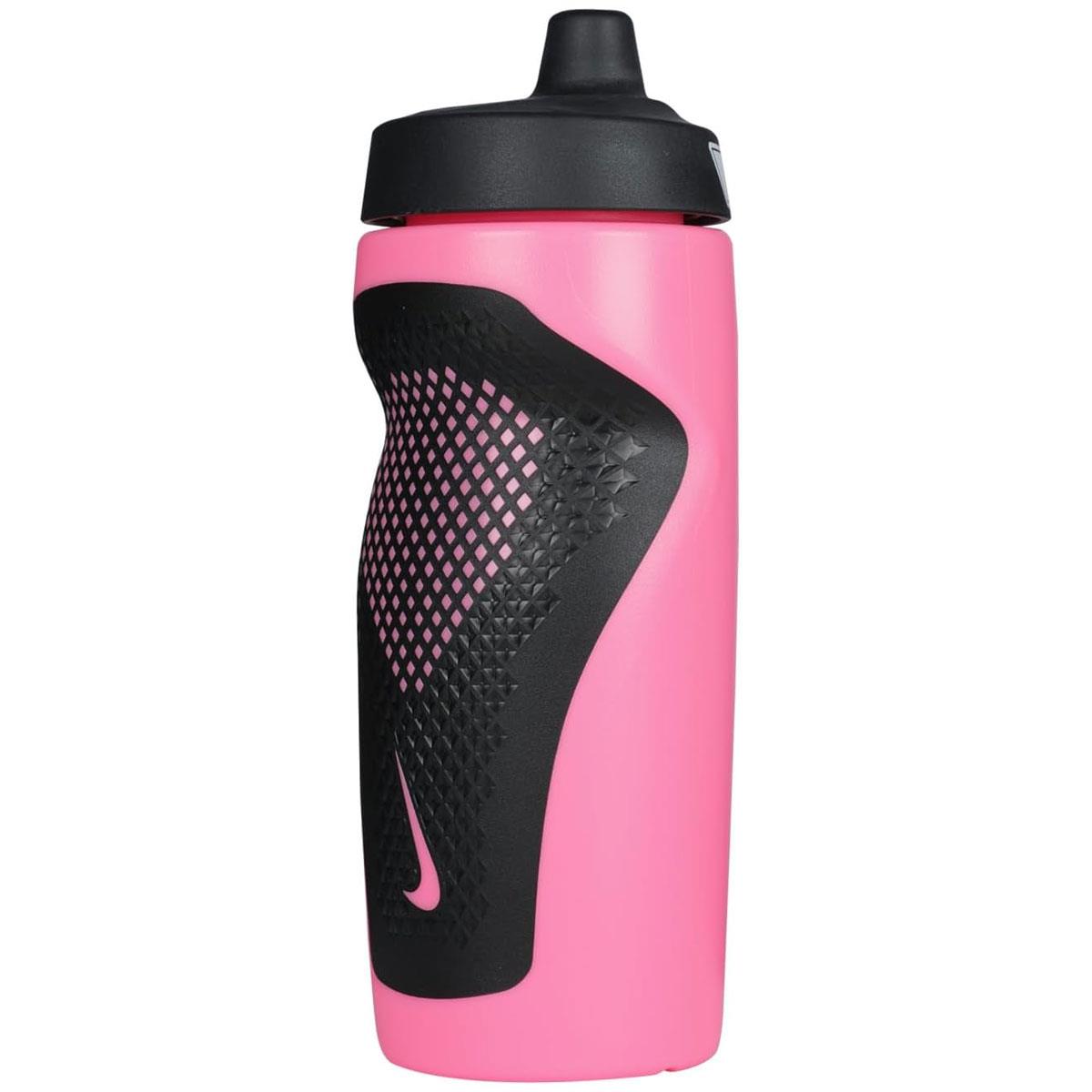 Nike Refuel Sports Water Bottle 532ml 18oz Non-Slip Grip Pressure-Activated Valve BPA Free Pink Glow/Black/White - Image 3