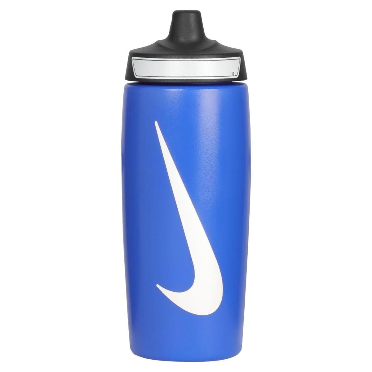 Nike Refuel Sports Water Bottle 532ml 18oz Non-Slip Grip Pressure-Activated Valve BPA Free Game Royal/Black/White