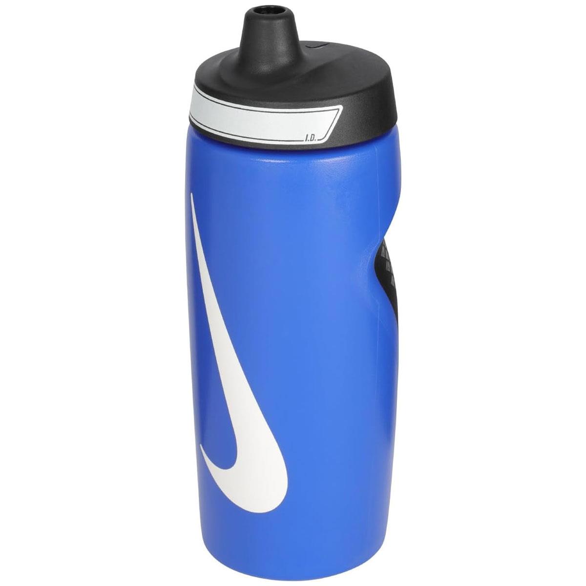 Nike Refuel Sports Water Bottle 532ml 18oz Non-Slip Grip Pressure-Activated Valve BPA Free Game Royal/Black/White - Image 2