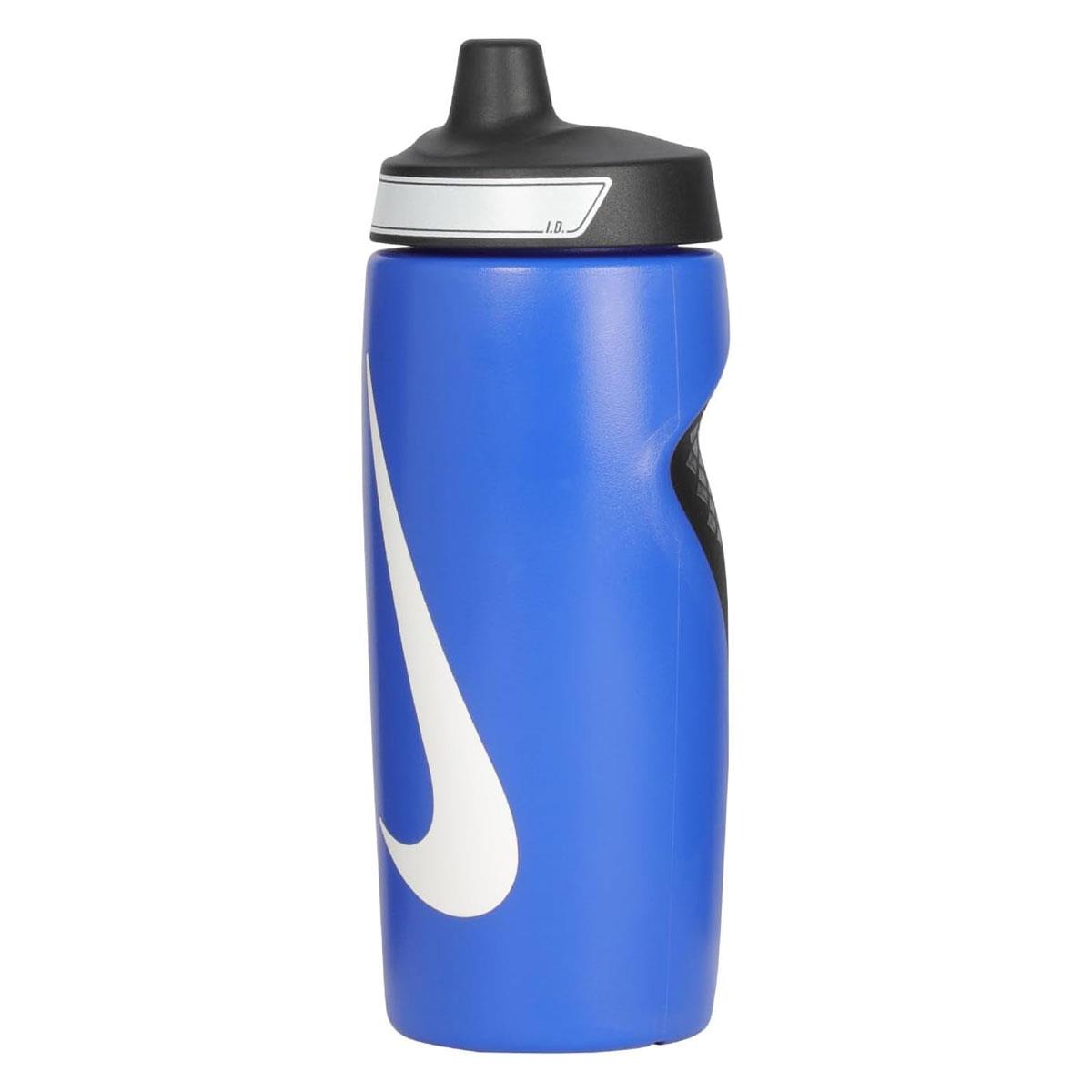 Nike Refuel Sports Water Bottle 532ml 18oz Non-Slip Grip Pressure-Activated Valve BPA Free Game Royal/Black/White - Image 5