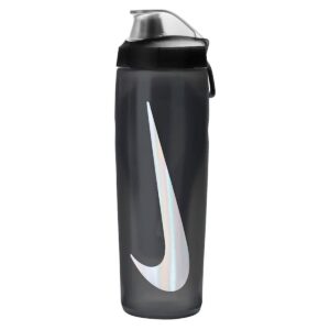 Nike Refuel Sports Water Bottle 710ml 24oz Locking Leakproof Lid Squeeze Design BPA Free Anthracite/Black/Silver