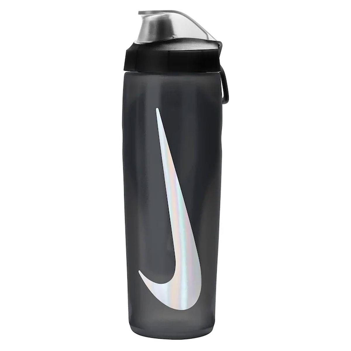 Nike Refuel Sports Water Bottle 710ml 24oz Locking Leakproof Lid Squeeze Design BPA Free Anthracite/Black/Silver