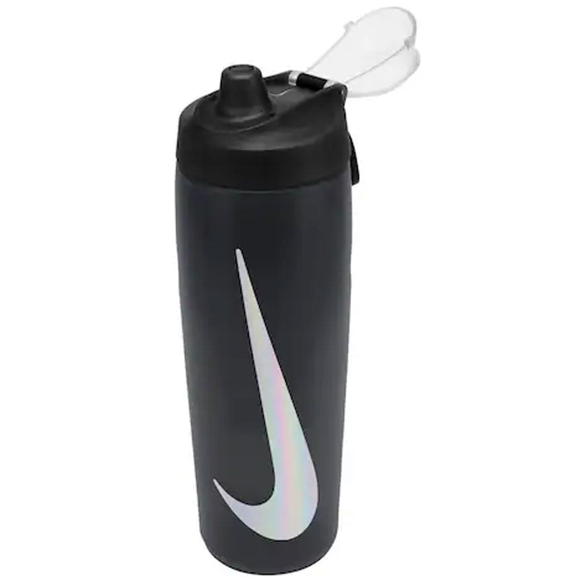 Nike Refuel Sports Water Bottle 710ml 24oz Locking Leakproof Lid Squeeze Design BPA Free Anthracite/Black/Silver - Image 3