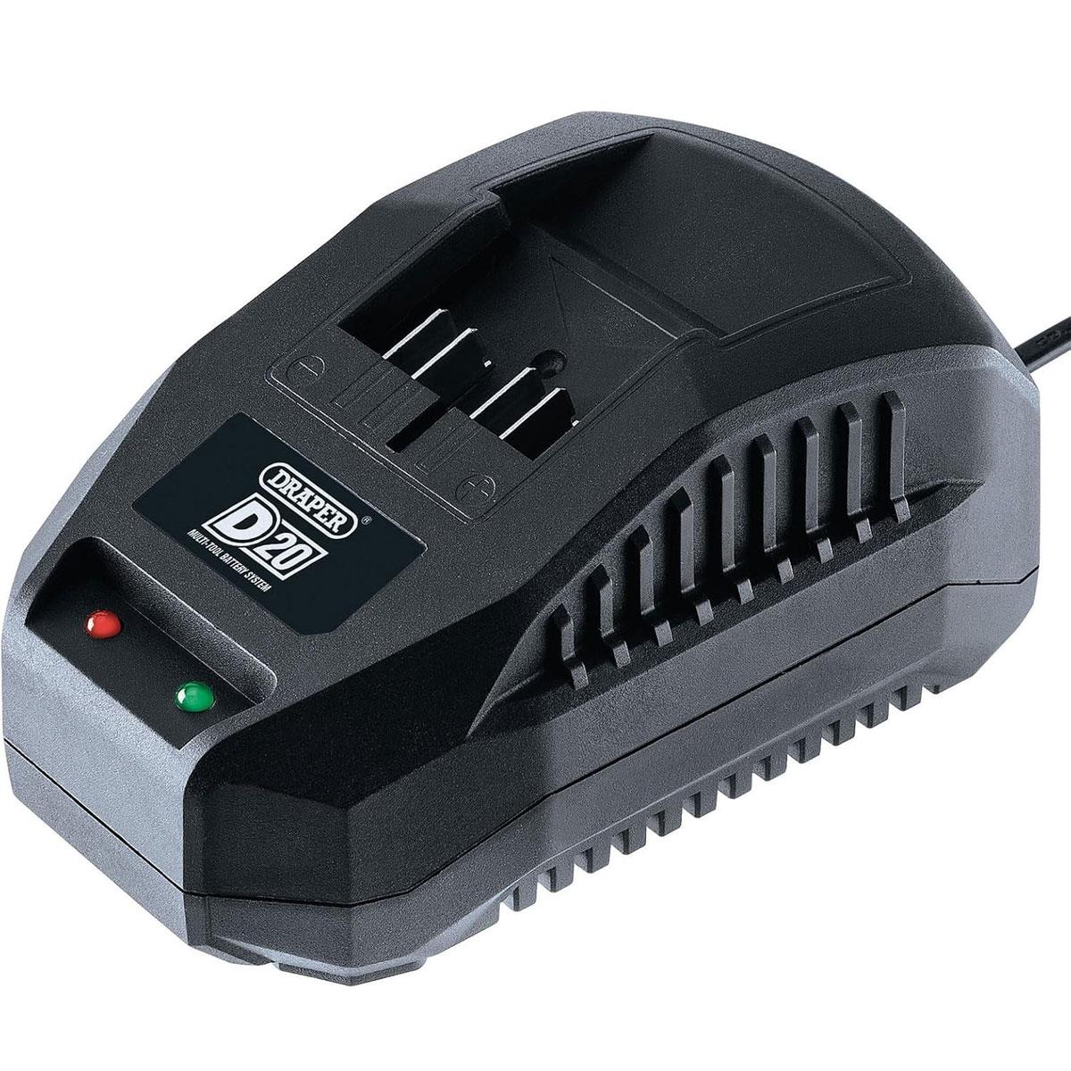 Draper 20V Li-ion Battery Charger 2.4A Black for 2.0Ah 3.0Ah 4.0Ah & 5.0Ah Batteries