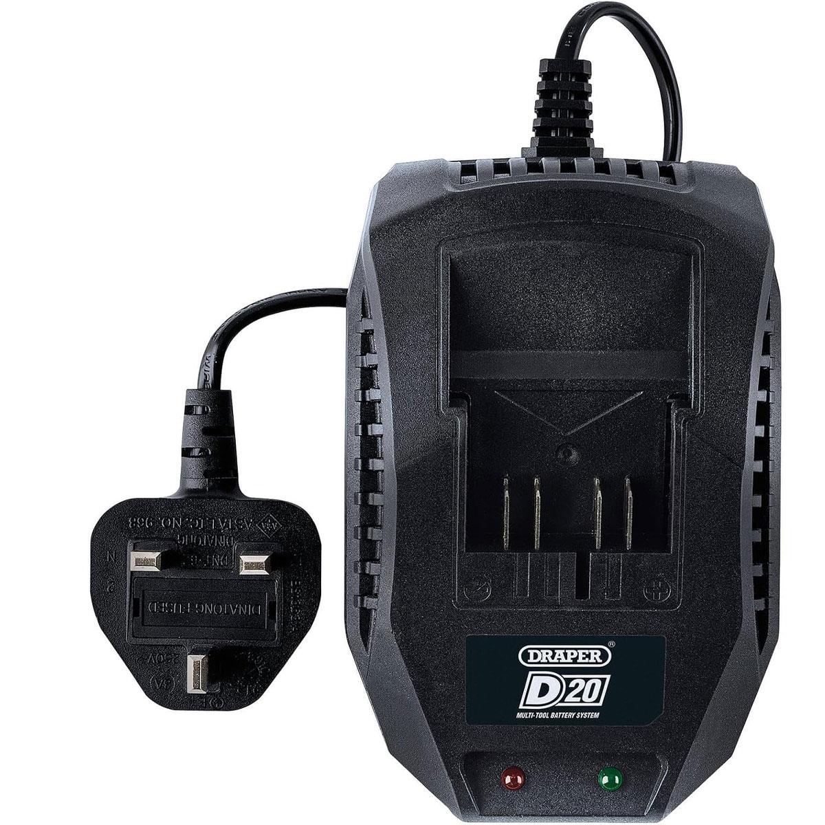 Draper 20V Li-ion Battery Charger 2.4A Black for 2.0Ah 3.0Ah 4.0Ah & 5.0Ah Batteries - Image 2