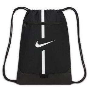 Nike Academy Gym Bag Black/Black/White Lightweight Sports Drawstring Backpack 2 Compartments