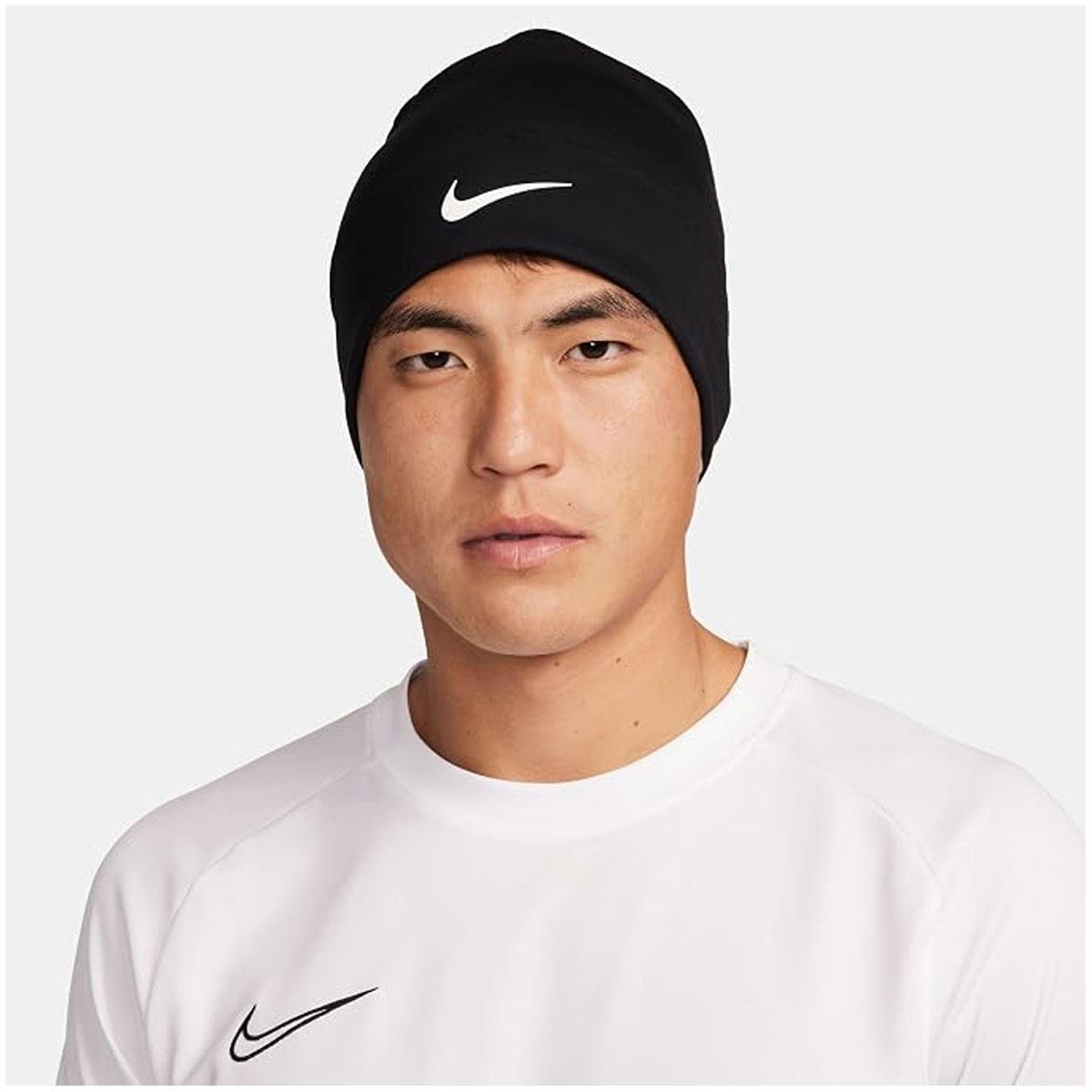 Nike Peak Beanie Black/White Dri-FIT Stretch Fabric Reflective Swoosh One Size - Image 2