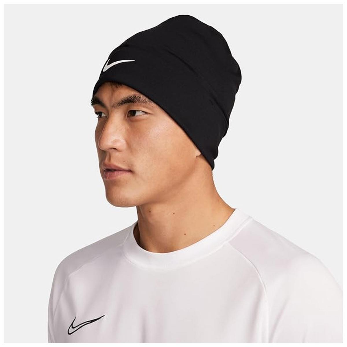 Nike Peak Beanie Black/White Dri-FIT Stretch Fabric Reflective Swoosh One Size - Image 4