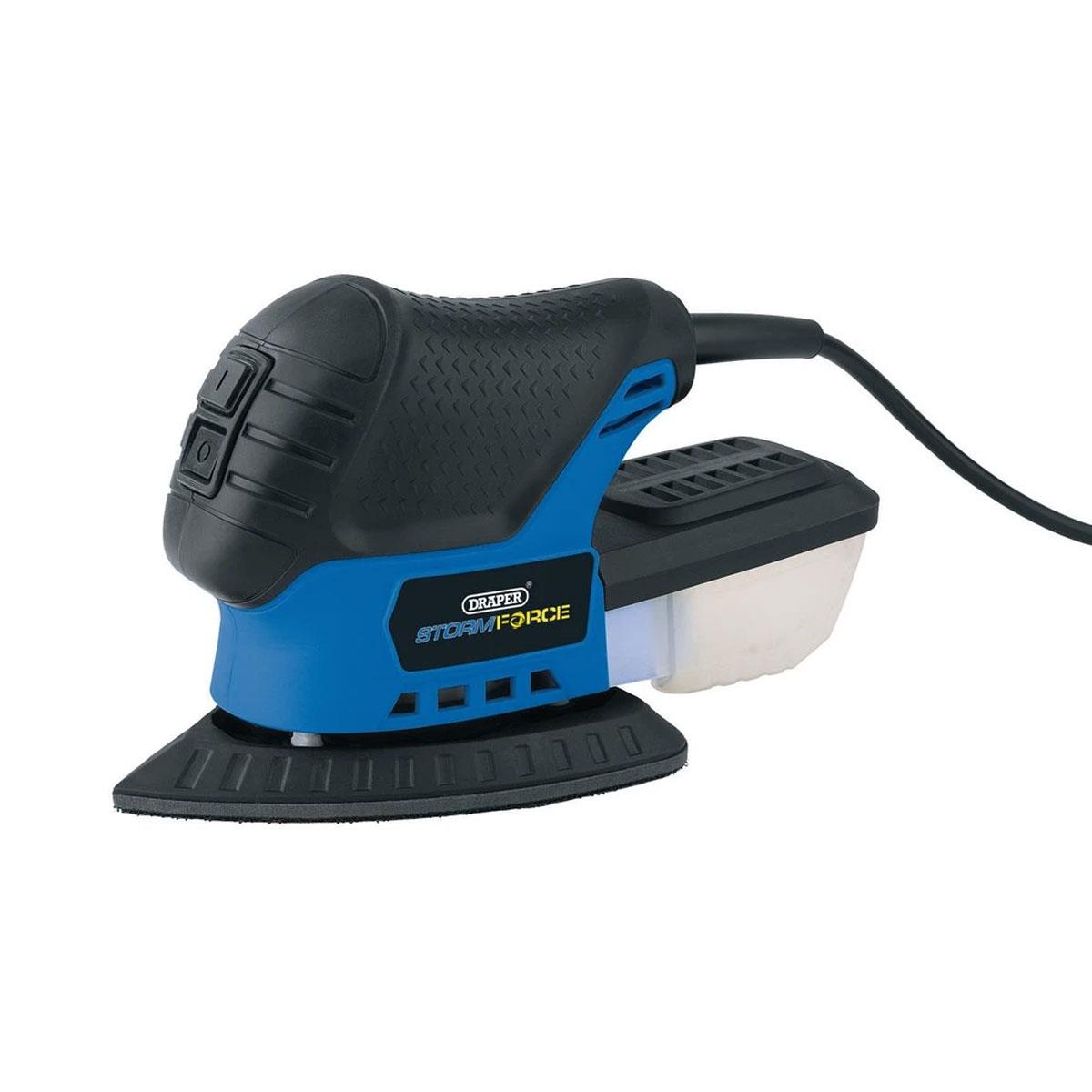 Draper Storm Force Tri-Base Detail Sander 75W 240V with Interchangeable Bases Dust Collection Box & 24 Sanding Sheets