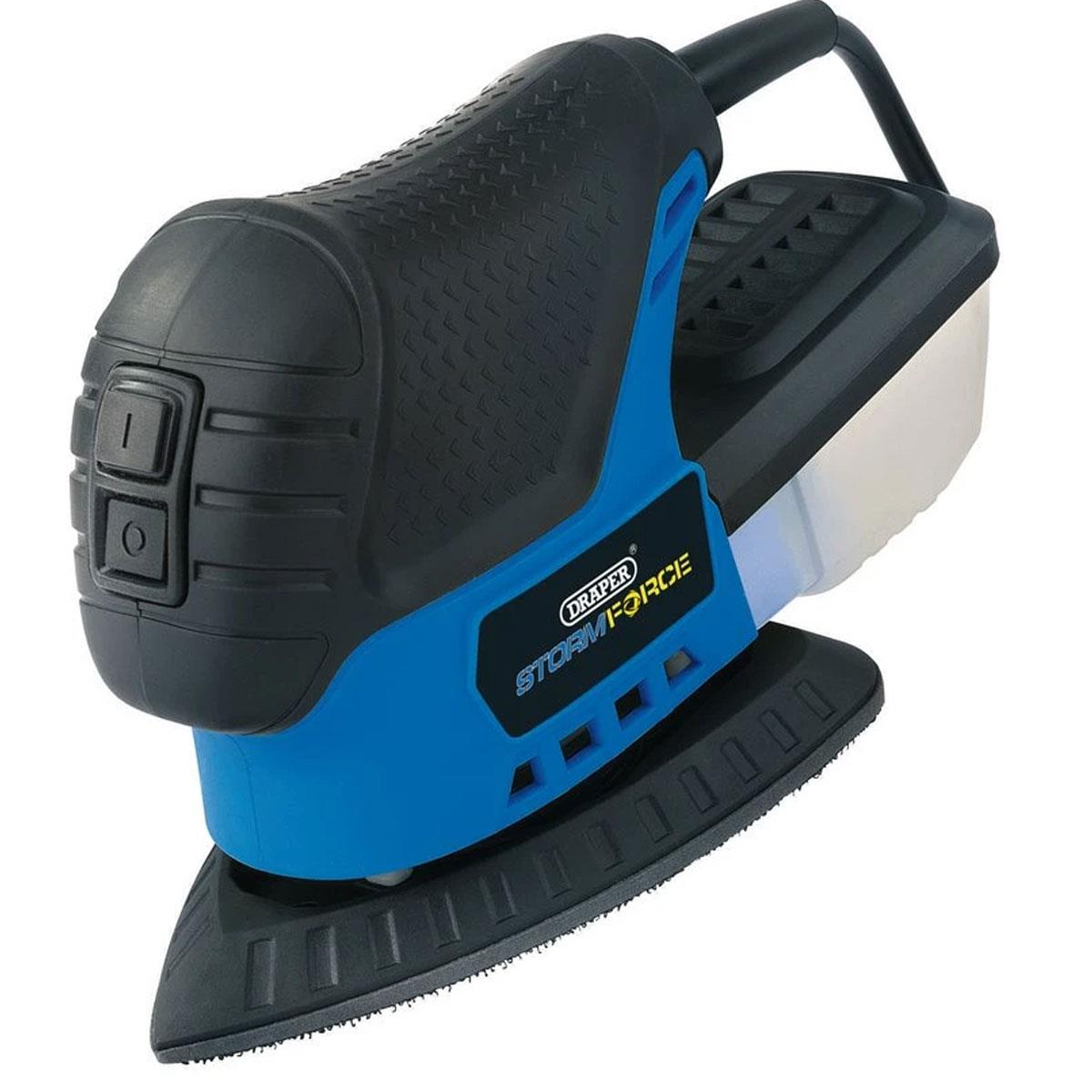 Draper Storm Force Tri-Base Detail Sander 75W 240V with Interchangeable Bases Dust Collection Box & 24 Sanding Sheets - Image 2