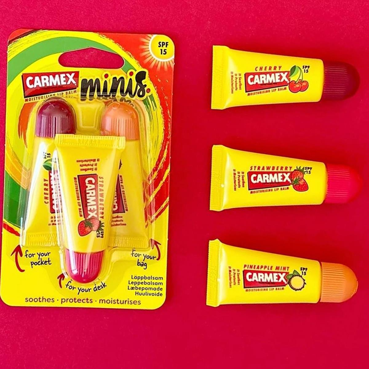 Carmex Minis Lip Balm 3 Pack SPF 15 Cherry Strawberry And Pineapple Mint Flavours - Image 5